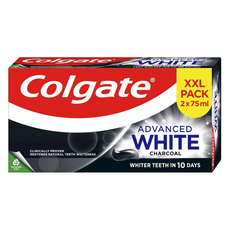 Colgate Advanced White Charcoal bělicí zubní pasta s aktivním uhlím 2x75 ml