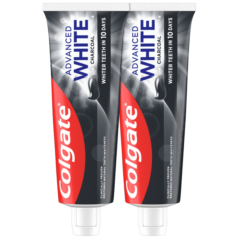 Colgate Advanced White Charcoal bělicí zubní pasta s aktivním uhlím 2x75 ml