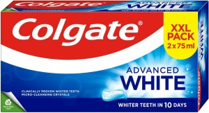 Colgate Advanced White bělicí pasta proti skvrnám na zubní sklovině 2x75 ml