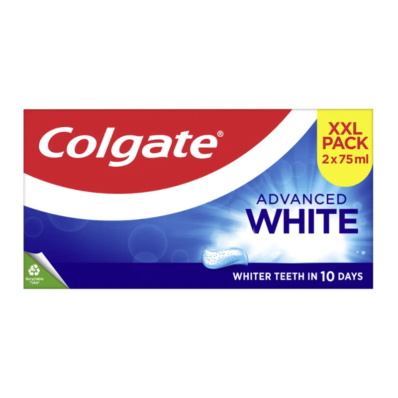 Colgate Advanced White bělicí pasta proti skvrnám na zubní sklovině 2x75 ml