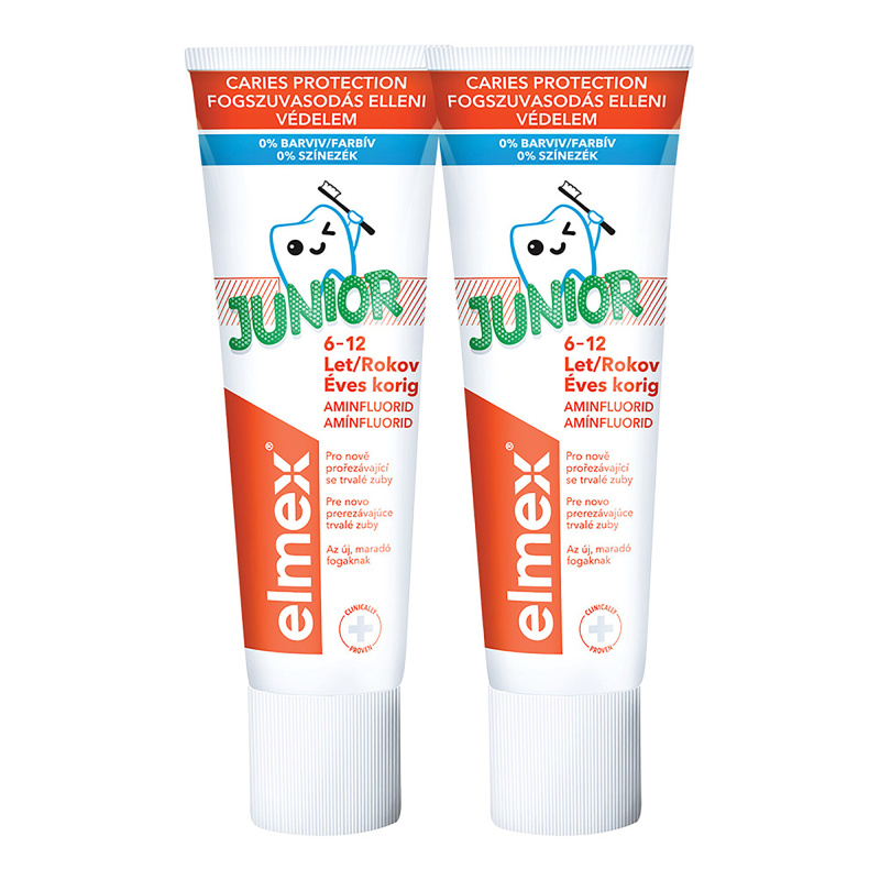 elmex Junior zubní pasta pro děti ve věku 6–12 let (2×75 ml)