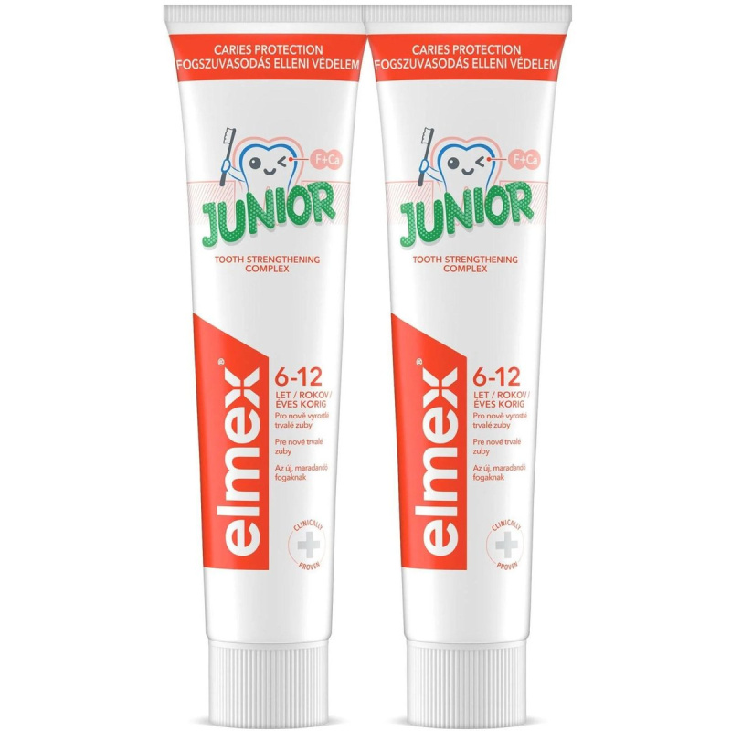 elmex Junior zubní pasta pro děti ve věku 6–12 let (2×75 ml)