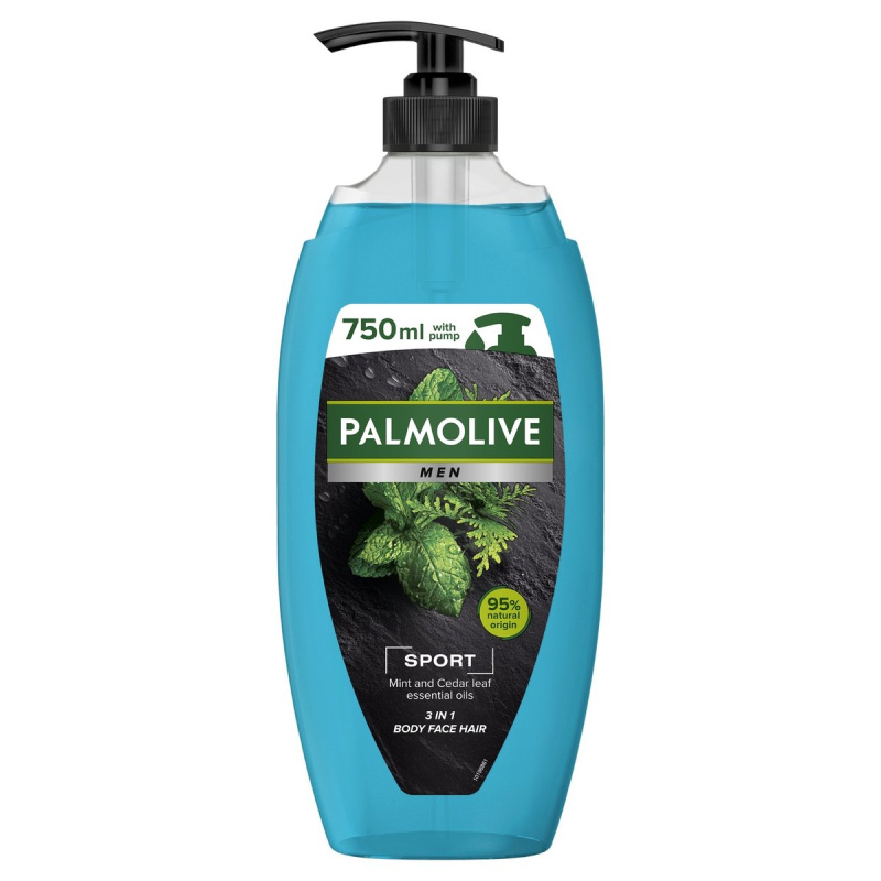 Palmolive Men Sport sprchový gel pro muže 3v1 na tělo, obličej a vlasy - pumpa