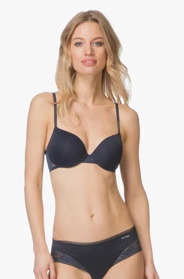 Podprsenka Lightly lined demin  QF4448E  - Calvin Klein 70D tm.Modrá
