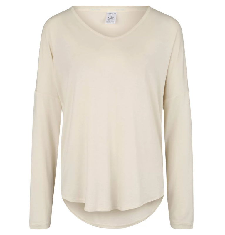 Dámské pyžamové tričko QS6143E-101 slonovinová - Calvin Klein slonová kost S