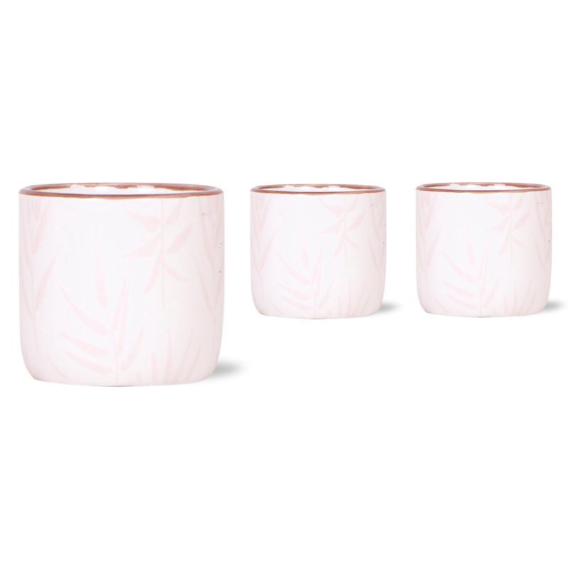 Keramický květináč Leaf bílorůžový pr. 6 x 5 cm