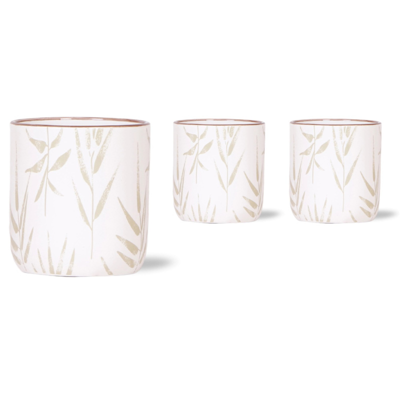 Keramický květináč Leaf bílozelený pr. 9 x 10 cm