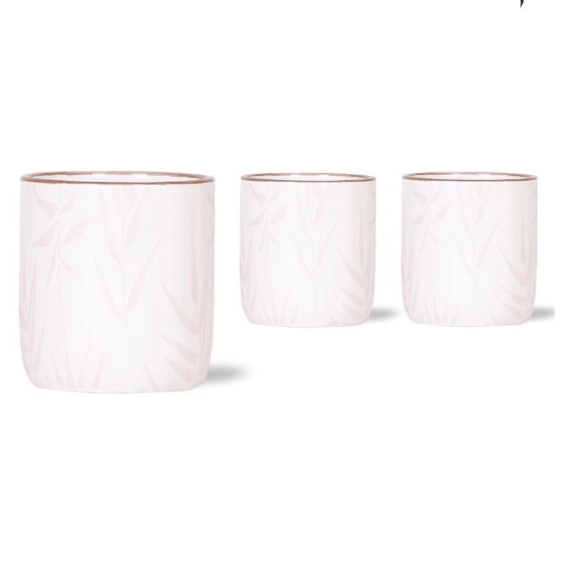 Keramický květináč Leaf bílorůžový pr. 9 x 10 cm