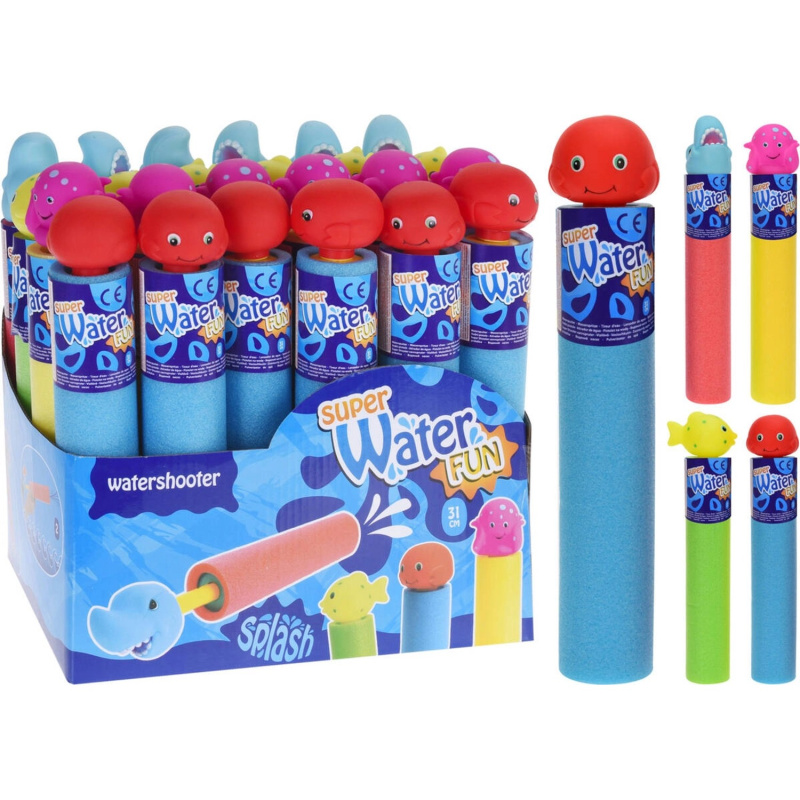 Pěnová vodní pistole, 4 barvy, 30 x 5 cm