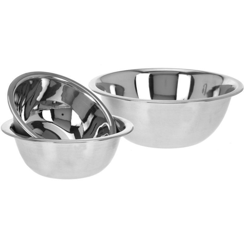 EH Excellent Houseware Nerezová mísa, sada 3 kuchyňských misek 700 ml, 950 ml, 1900 ml stříbrná