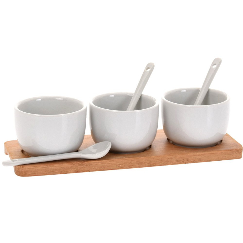 EH Excellent Houseware Tři porcelánové misky pro občerstven, 22 x 8 cm, 4,5 cm 795880010 bílá