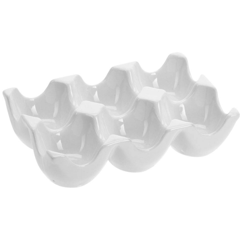 EH Excellent Houseware Organizér na vejce z porcelánu, bílá barva bílá