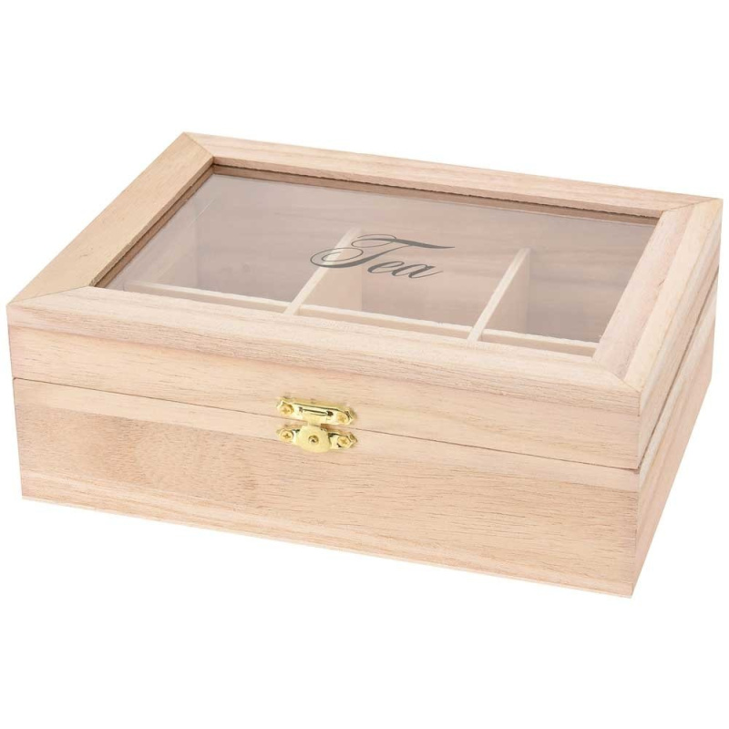 EH Excellent Houseware Dřevěná krabička na čaj TEA - 6 přihrádek C37565510 béžová