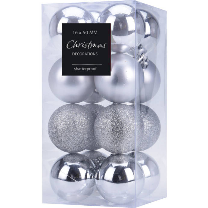 Home Styling Collection Vánoční koule, Ø 5 cm, 16 ks, stříbrné stříbrná