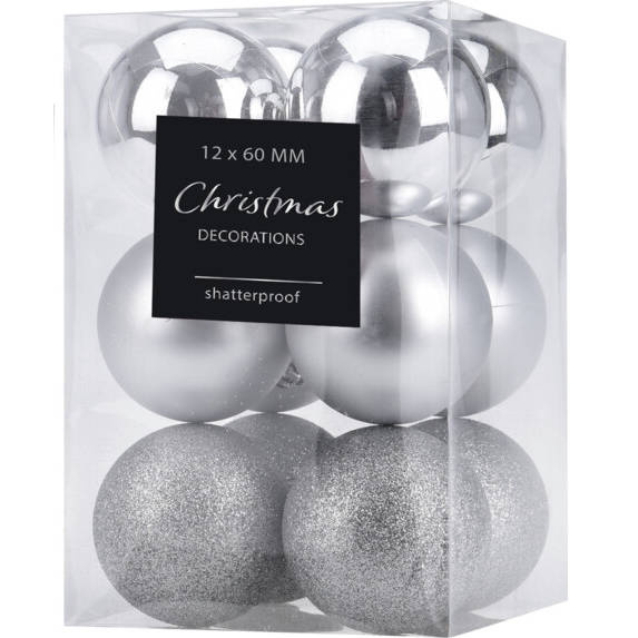 Home Styling Collection Vánoční koule, Ø 6 cm, sada 12 ks, stříbrné stříbrná