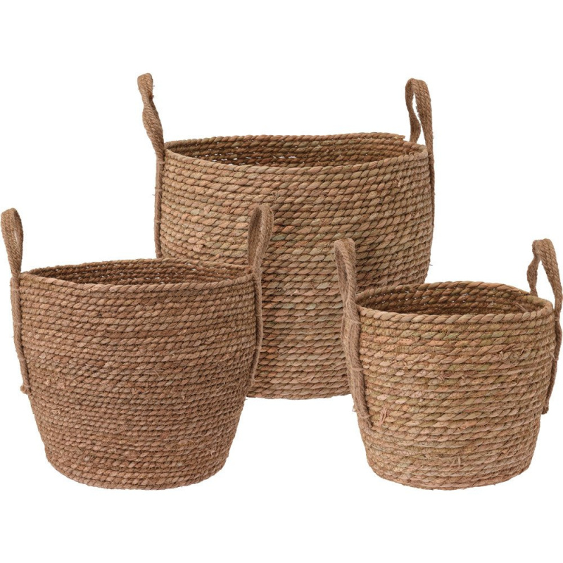 Home Styling Collection Sada 3 košů s rukojetí, hnědá, univerzální použití, různé velikosti, pletené koše hnědý