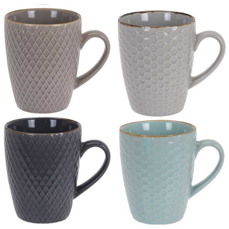 EH Excellent Houseware Sada keramických šálků v pastelových barvách, 4 šálky s kapacitou 300 ml, dárková kolekce DN1800400 vícebarevná