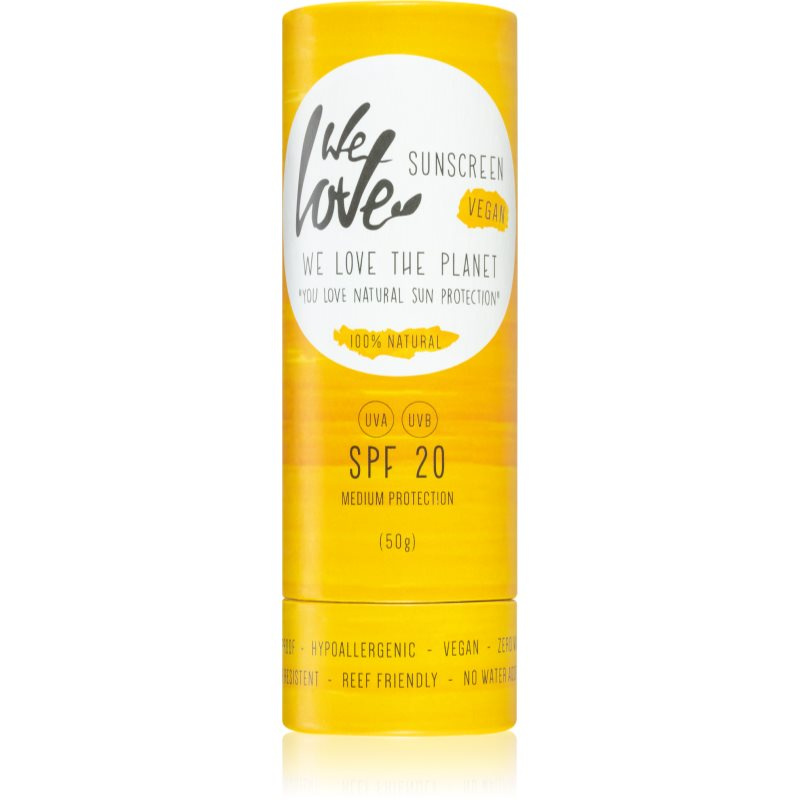 We Love The Planet Přírodní opalovací krém v tyčince SPF 20, 50 g