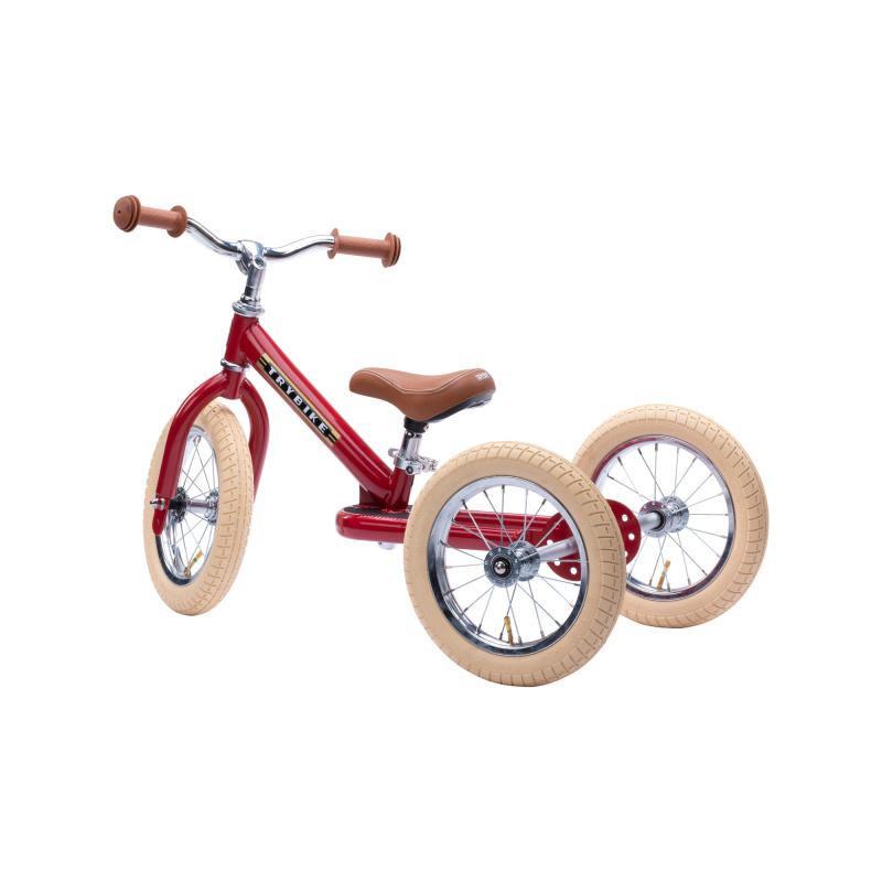 Trybike dětské odrážedlo 2v1 (tříkolka i dvoukolové) červené matné