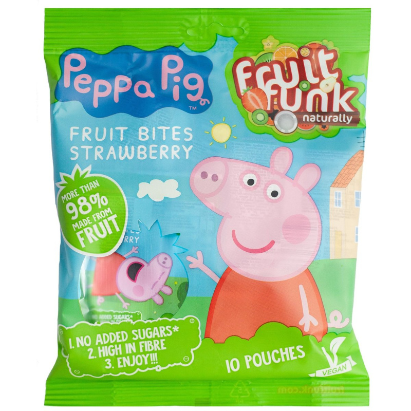 Fruitfunk Peppa Pig jahodové ovocné kousky, multibag 10×10 g