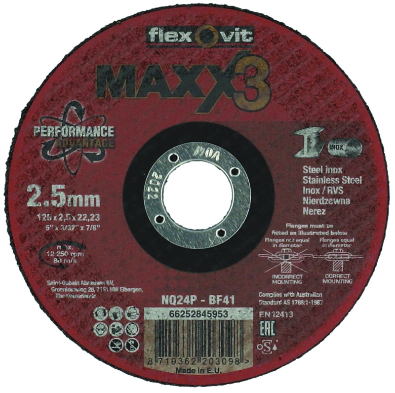 Kotouč řezný Flexovit Maxx3 NQ24P-T41 125×22,23 mm