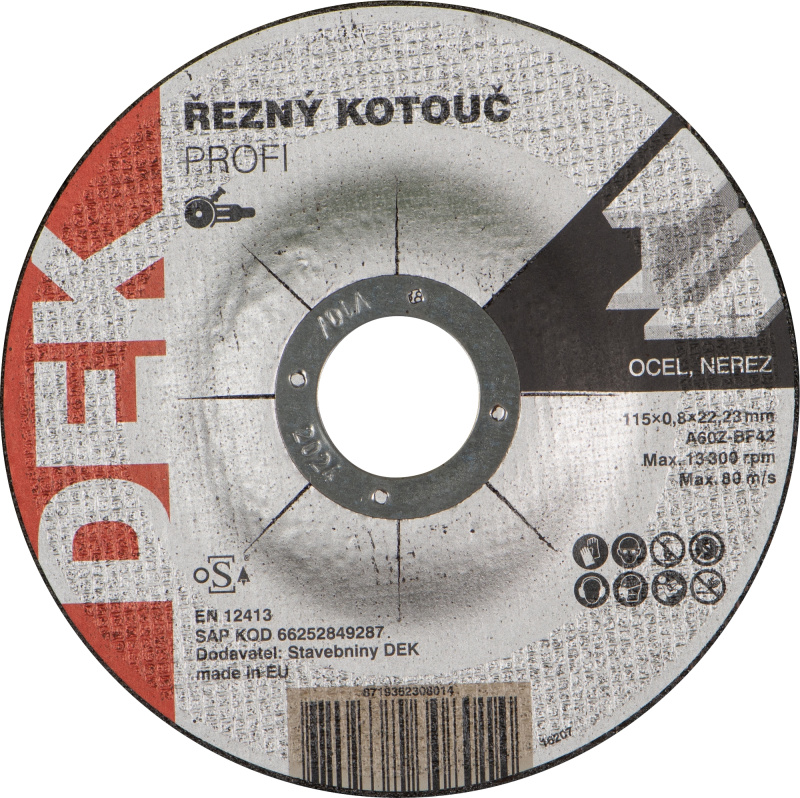 Kotouč řezný DEK PROFI 115×22,23 mm 0,8 mm
