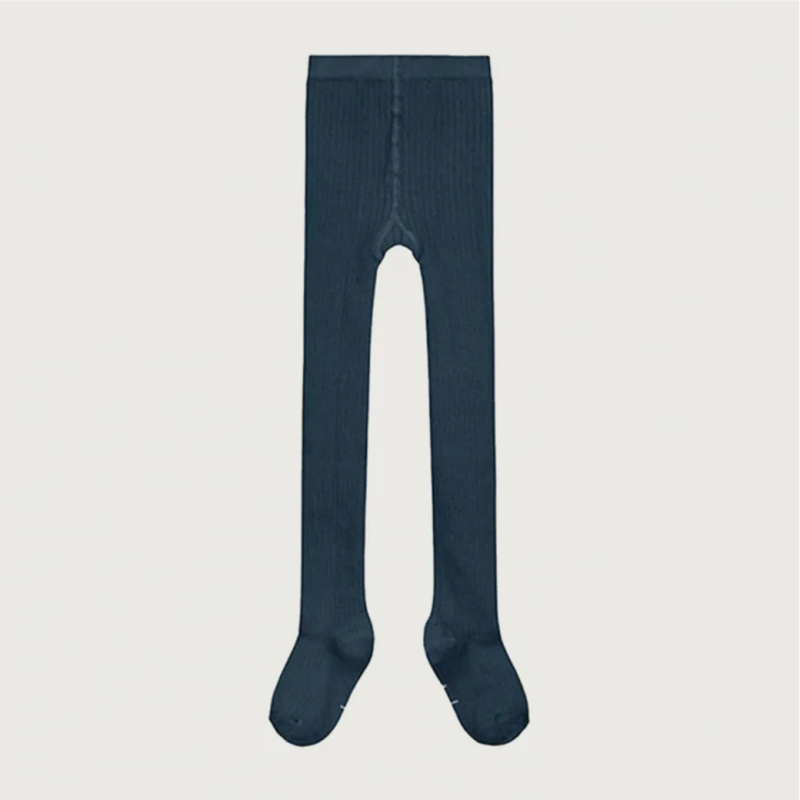 GRAY LABEL Žebrované punčocháče GOTS - Blue Grey Velikost: 27-30