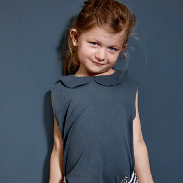 GRAY LABEL Tílko s límečkem GOTS - Blue Grey Velikost: 3-4y