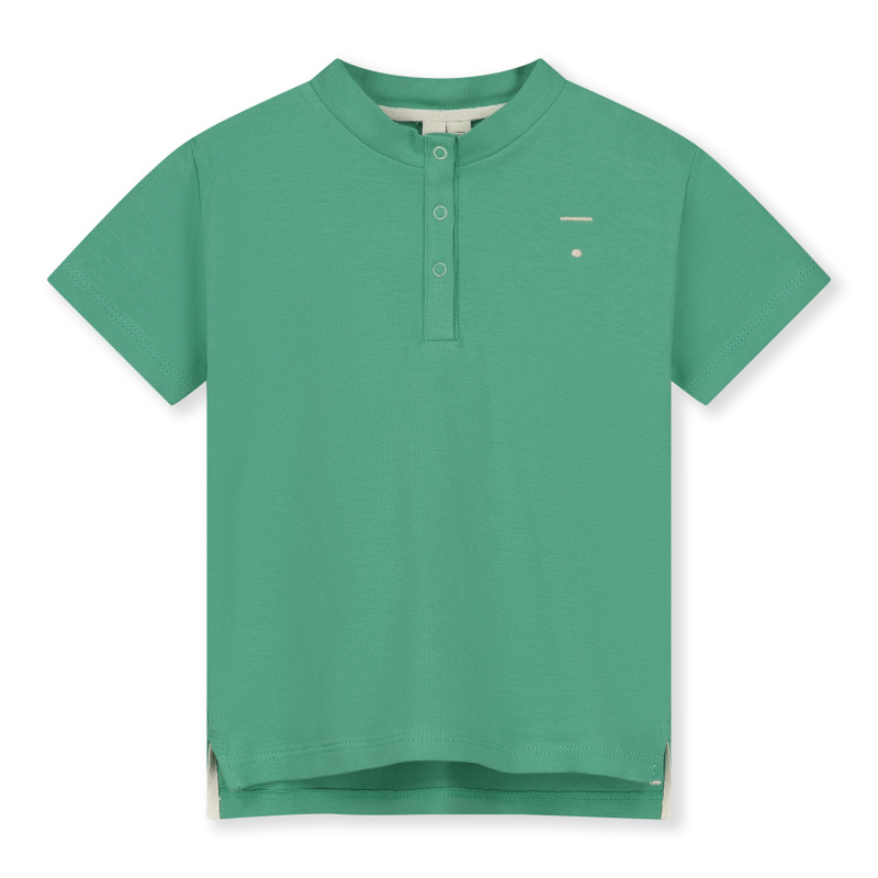 GRAY LABEL Baby Triko S/S Henley GOTS - Bright Green Velikost: 9-12m