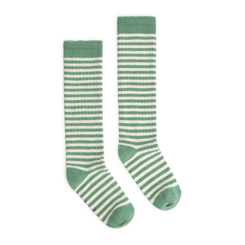 GRAY LABEL Dlouhé ponožky GOTS - Bright Green / Cream Velikost: 19-22