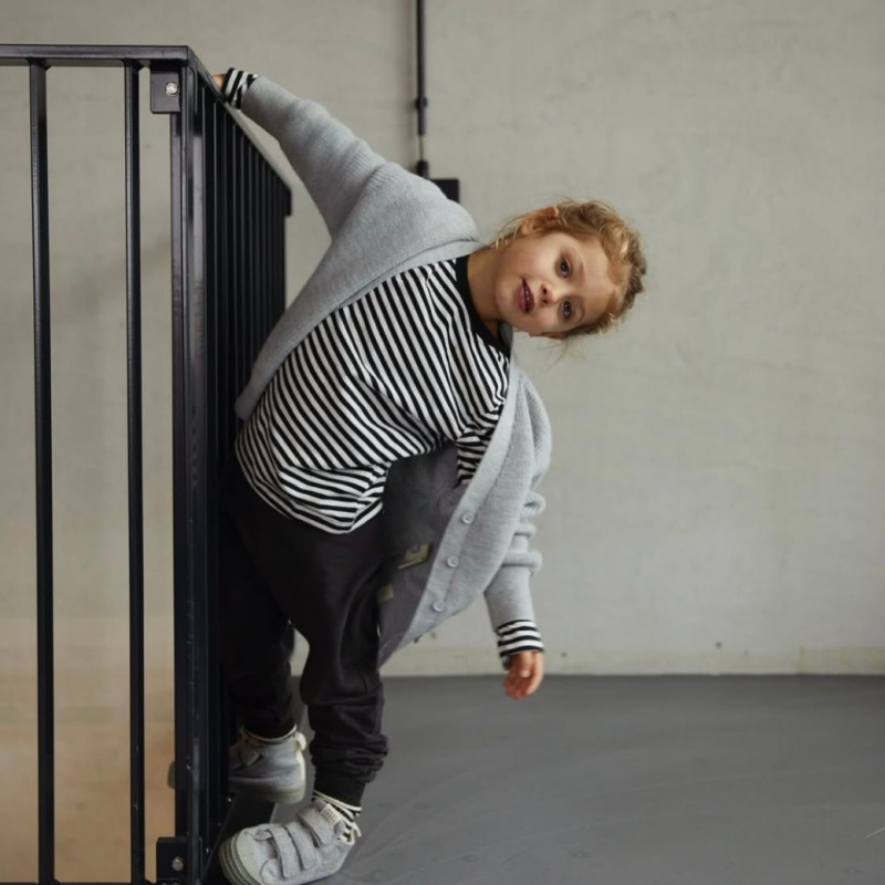 GRAY LABEL Triko L/S GOTS - Blue Grey - Off White Velikost: 11-12y