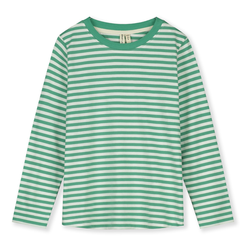 GRAY LABEL Triko L/S - GOTS / Bright Green - Off White Velikost: 9-10Y