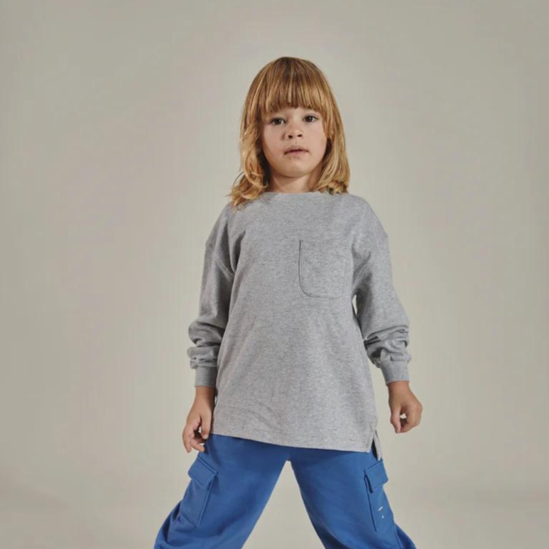 GRAY LABEL Oversized triko L/S GOTS - Grey Melange Velikost: 5-6y