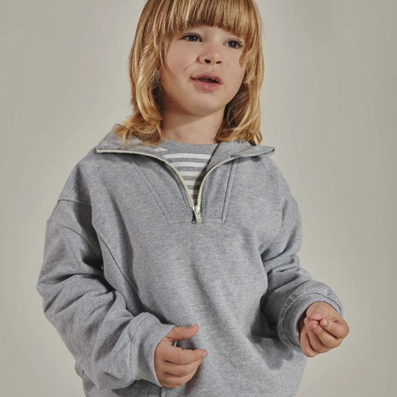 GRAY LABEL Mikina se zipem GOTS - Grey Melange Velikost: 9-10Y