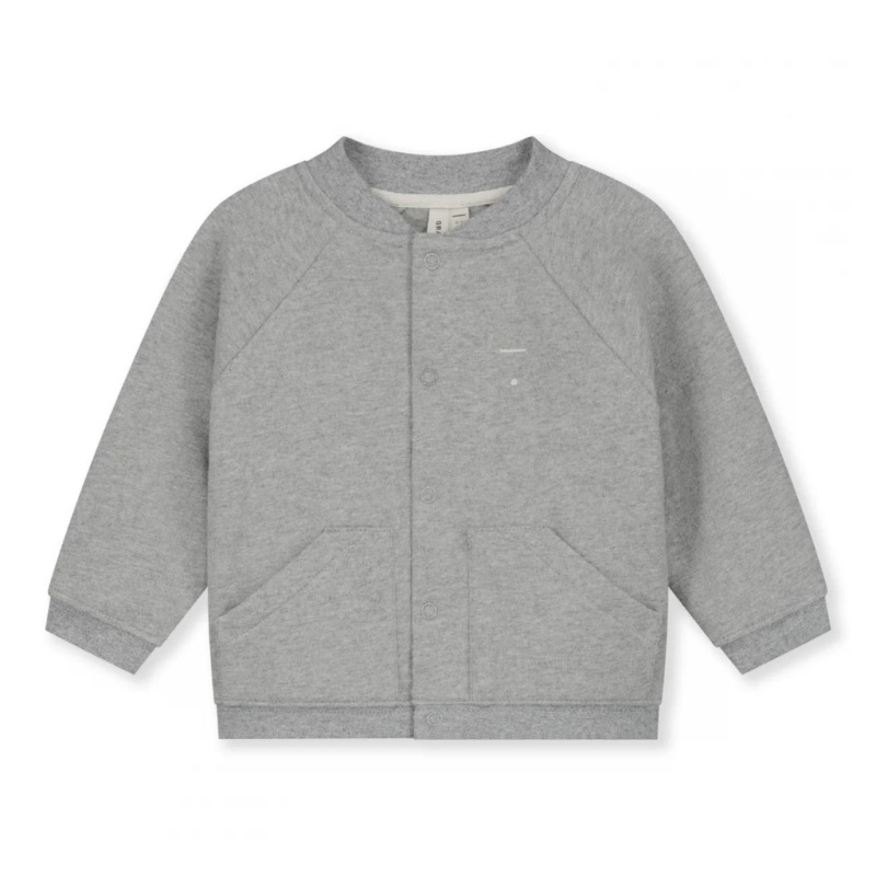 GRAY LABEL Baseball kardigan pro miminka GOTS - Grey Melange Velikost: 6-9m