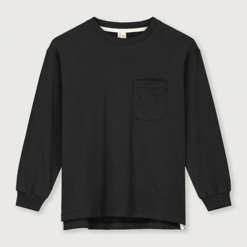 GRAY LABEL Oversized Triko L/S GOTS - Nearly Black Velikost: 9-10Y