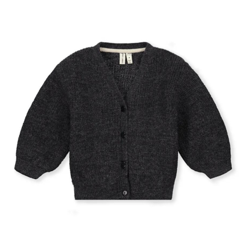 GRAY LABEL Kardigan pro miminka RWS - Nearly Black Melange Velikost: 6-12m