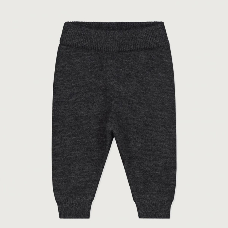 GRAY LABEL Pletené kalhoty pro miminka RWS - Nearly Black Melange Velikost: 6-12m