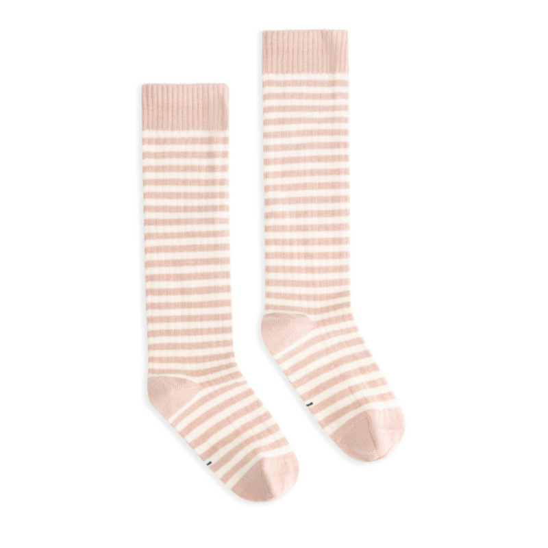 GRAY LABEL Dlouhé ponožky GOTS - Faded pink - Cream Velikost: 23-26