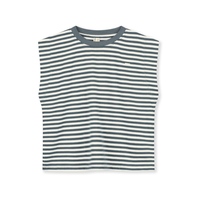 GRAY LABEL Triko Muscle GOTS - Blue grey - Cream Velikost: 3-4y