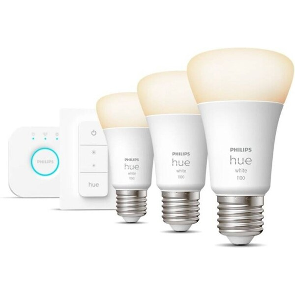 Philips HUE 3ks Bluetooth LED žárovka + Philips HUE Bridge + Philips HUE ovladač Bílá