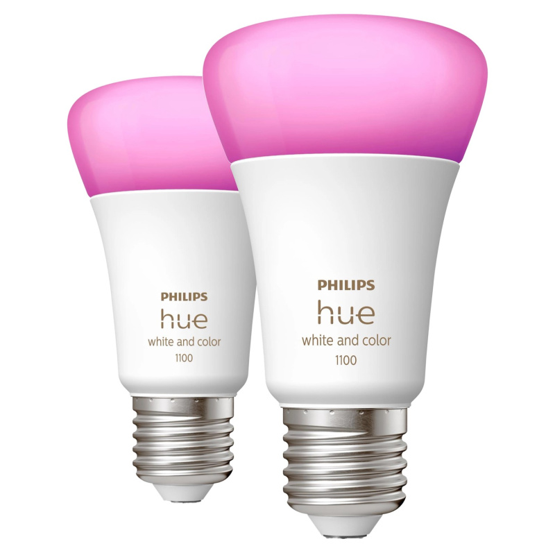Philips Hue Chytrá žárovka White&Color 1100 E27 A60 11W 1055lm 2000-6500K 2ks