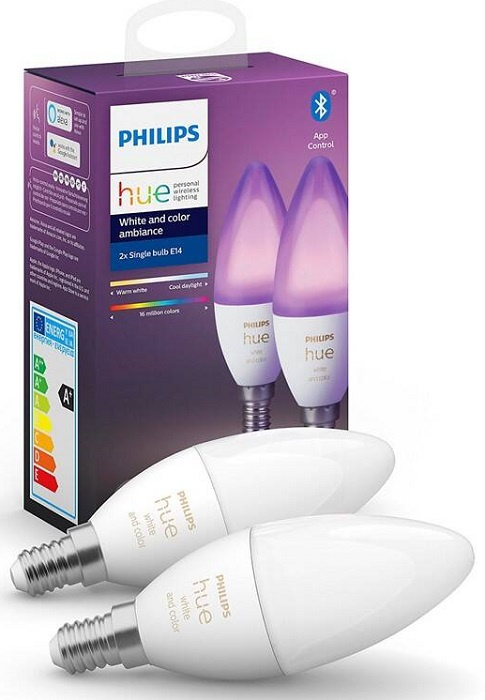 Philips Hue Chytrá žárovka White&Color Amb. E14 C39 5,3W 470lm 2000-6500K, 2ks