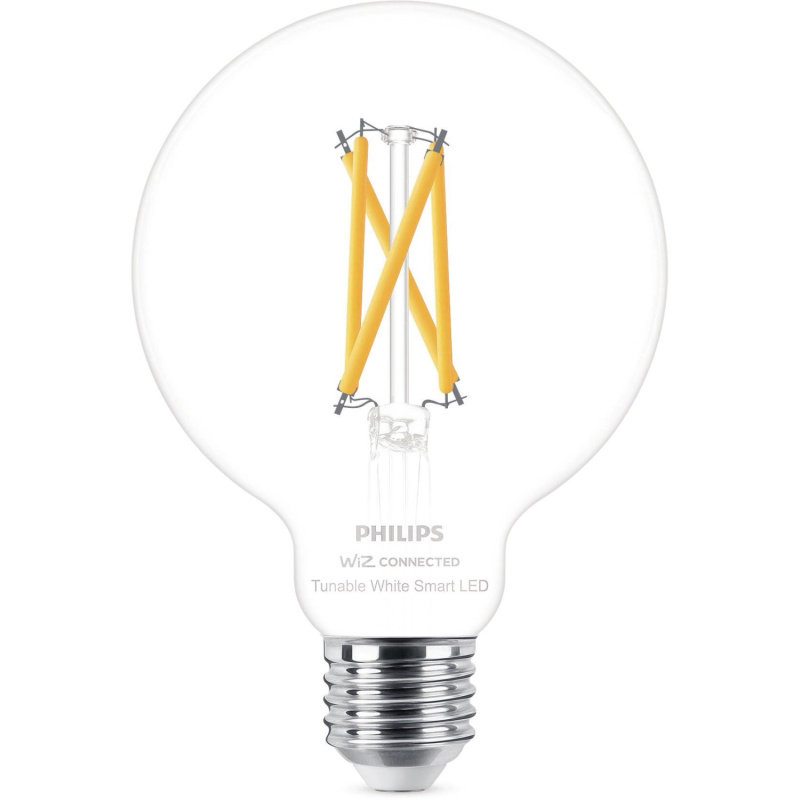 Philips Chytrá LED žárovka Filament E27 G95, 7 W, 806 lm, 2700-6500 K, čirá