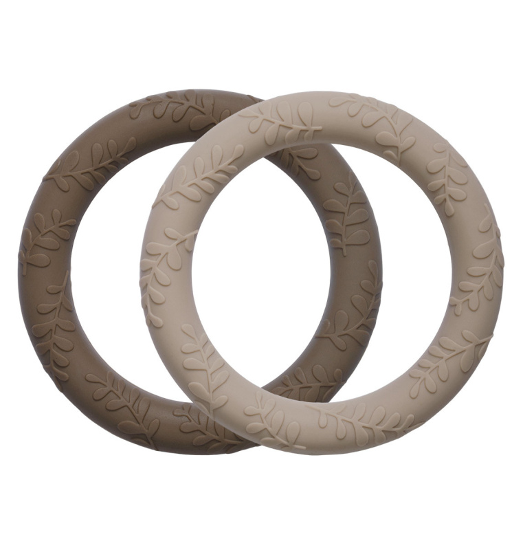 A Little Lovely Company Silikonová kousátka s listy 2 kusy – Čoko krém