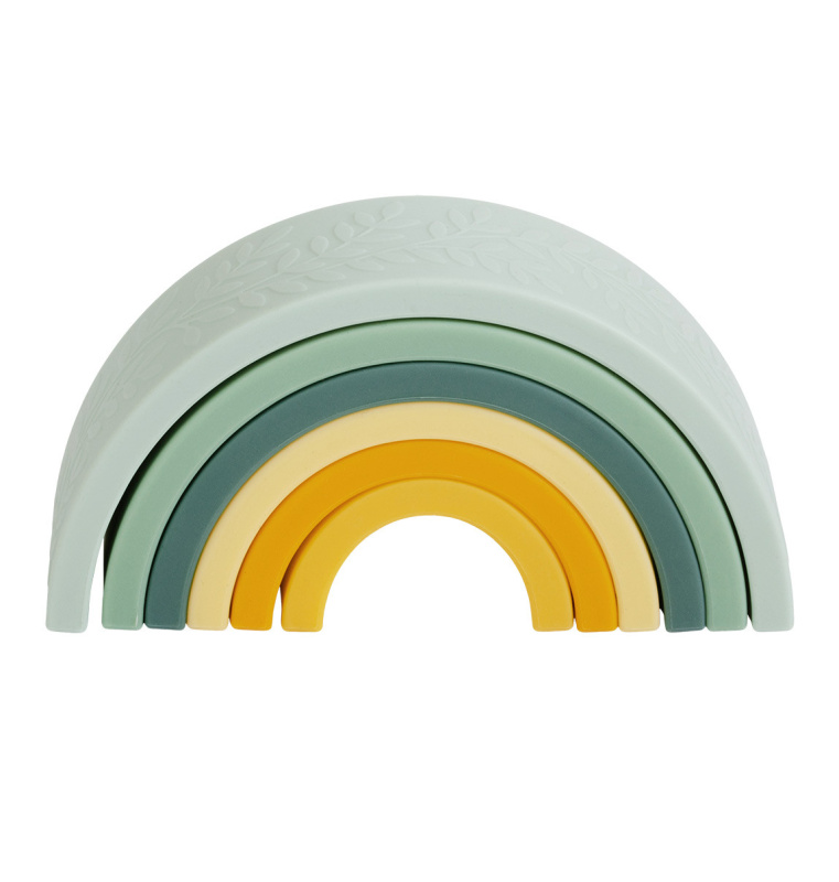 A Little Lovely Company Montessori stohovací duha – Zelená a žlutá