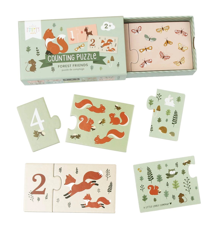 A Little Lovely Company Přiřazovací puzzle – Počítání s kamarády z lesa