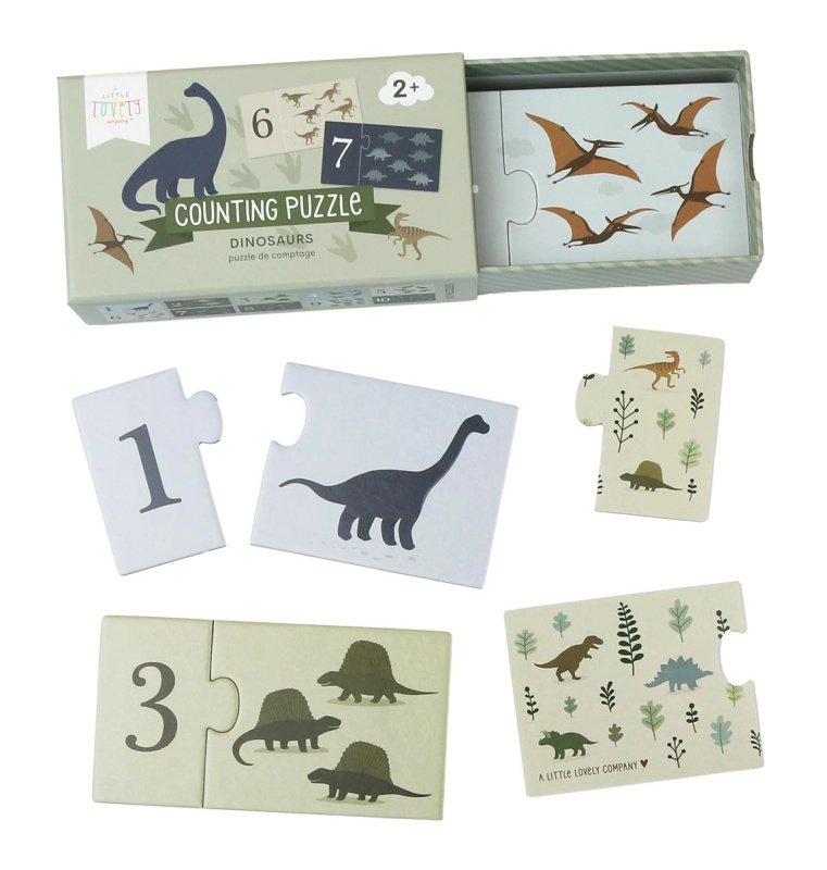 A Little Lovely Company Přiřazovací puzzle – Počítání s dinosaury