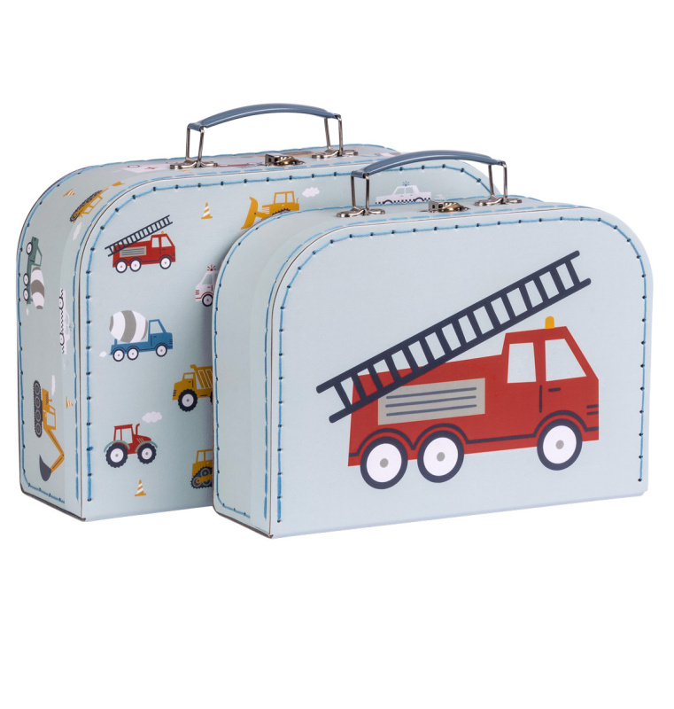 A Little Lovely Company Sada dvou kartonových kufříků – Vozidla