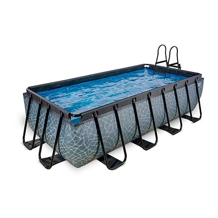 EXIT Frame Pool 4x2x1m (12v Cartridge filter) – Stone Grey
